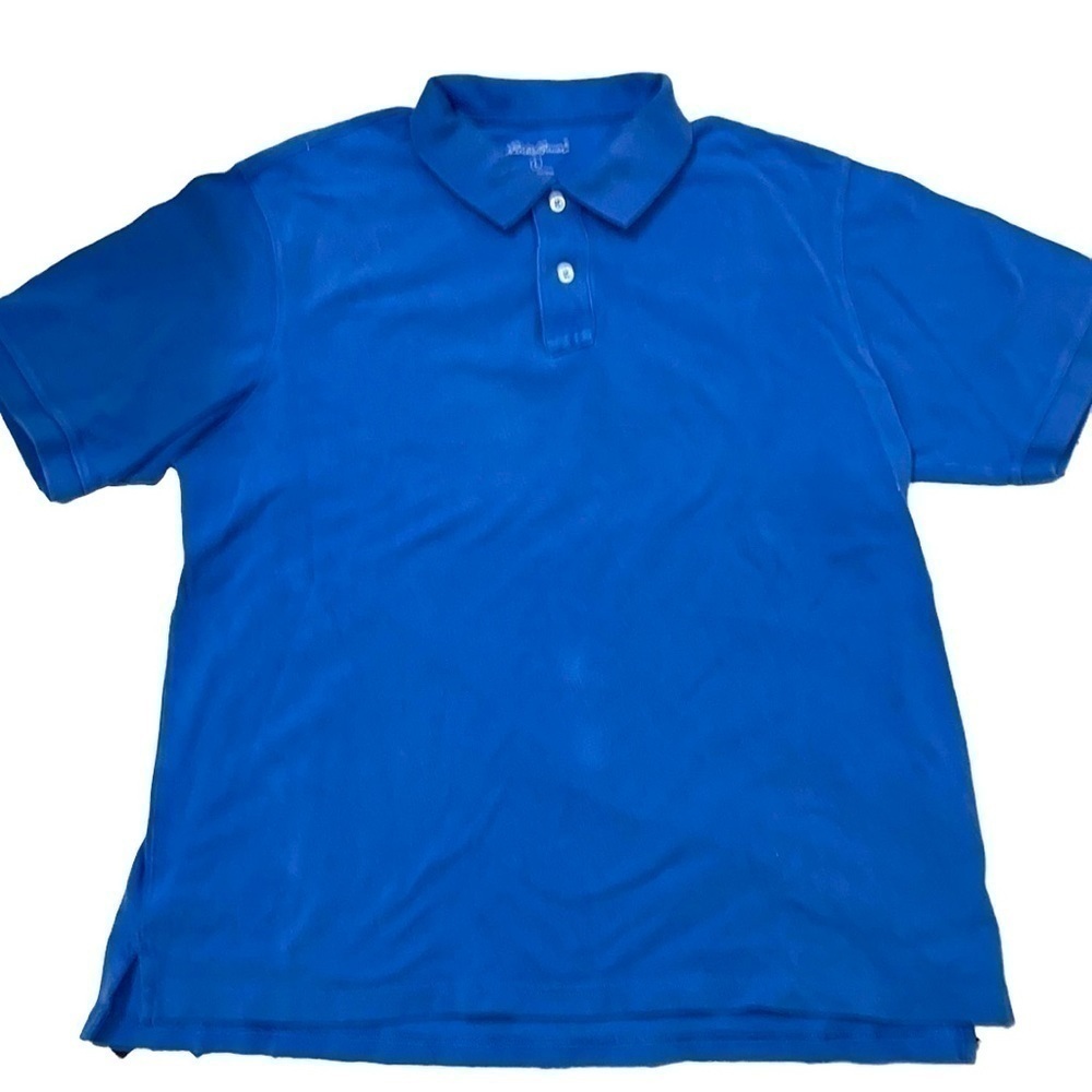 Eddie Bauer deep blue shirt sleeve 💯 cotton mesh polo shirt. Size Large.